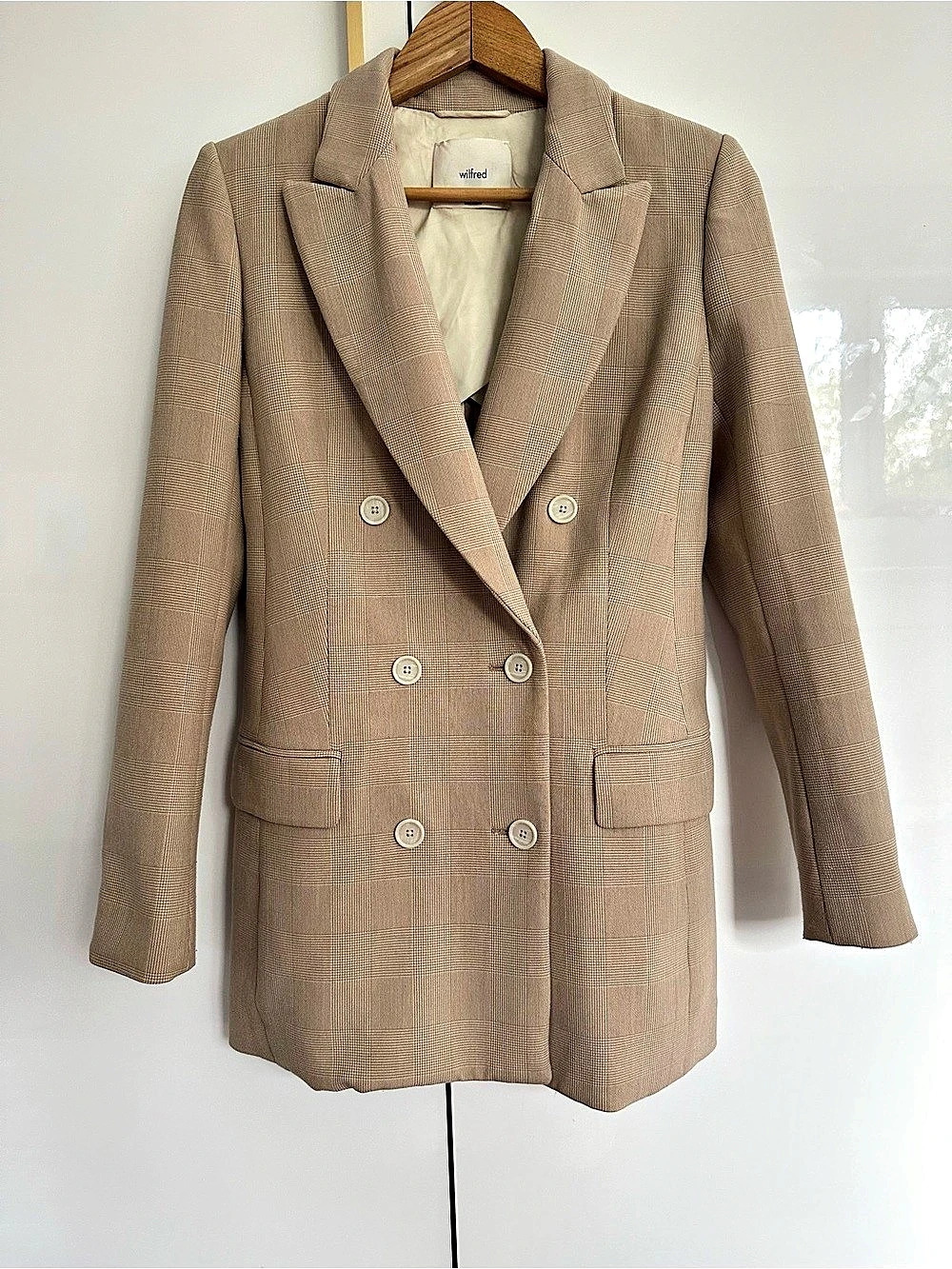 Aritzia Wilfred structured double breasted Blazer plaid Size 2